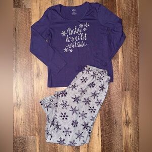 Purple Snowflake Adult Pajamas Winter Christmas Loungewear